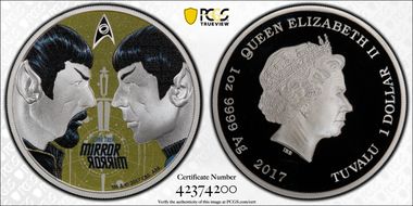 2017-P $1 Spock- Mirror, Mirror Star Trek First Strike PR70DCAM
