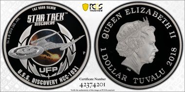 2018-P $1 U.S.S. Discovery NCC-1031 Star Trek PR70DCAM