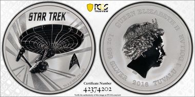 2016-P $1 Star Trek 50th Anniv. U.S.S. Enterprise NCC-1701 MS70