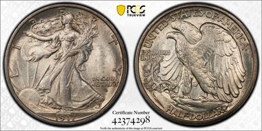 1917-S 50C Obverse MS64+