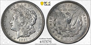 1921 $1 Morgan AU55