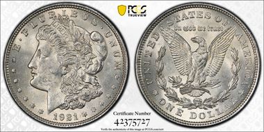 1921 $1 Morgan AU58