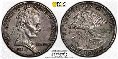 1918 50C Lincoln-Illinois AU53