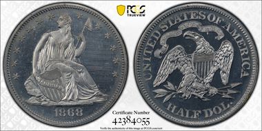 1868 50C J-651 PR65CAM