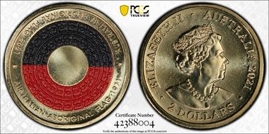 2021 $2 50th Ann Aboriginal Flag Colorized MS67
