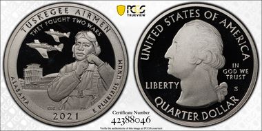 2021-S 25C Tuskegee Airmen NP- Silver PR69DCAM