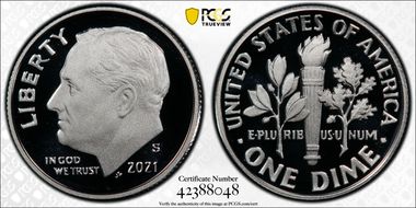 2021-S 10C Silver PR70DCAM