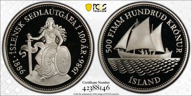 1986 500 Kr Icelandic Banknotes PR69DCAM