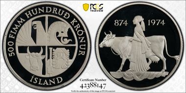 1974 500 Kr 1100 Years PR69DCAM
