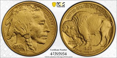 2008-W $25 Burnished American Buffalo .9999 Fine Gold SP70