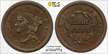 1853 1/2C Cohen 1 MS63BN