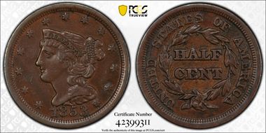 1853 1/2C XF45BN