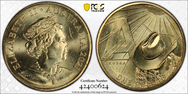 2021 $1 A- Akubra Great Aussie Coin Hunt MS64