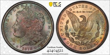 1878 7TF $1 VAM 81, Polished Ear MS65+