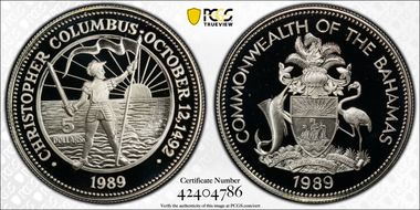 1989 $5 KM-132 Columbus PR69DCAM
