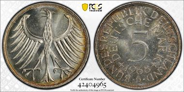 1968-D 5 Mk Regular Issue MS65