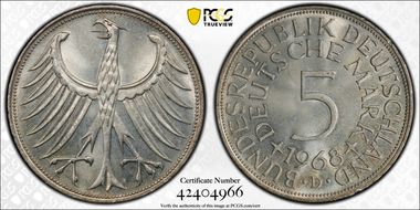 1968-D 5 Mk Regular Issue MS65