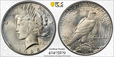 1925-S $1 VAM 2 Doubled Reverse MS63