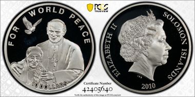 2010 $10 World Peace PR68DCAM