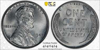 1943 1C MS67+