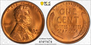 1941-S 1C MS67+ RD
