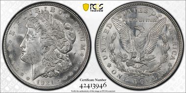 1921-D $1 VAM 1B, Capped R MS65+