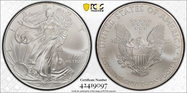 2008 $1 Silver Eagle MS67