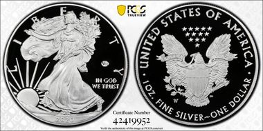 2020-W  $1 Silver Eagle - v75 Privy PR70DCAM