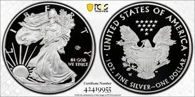 2020-W  $1 Silver Eagle - v75 Privy PR70DCAM