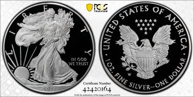 2021-W  $1 Silver Eagle - Type 1 PR70DCAM