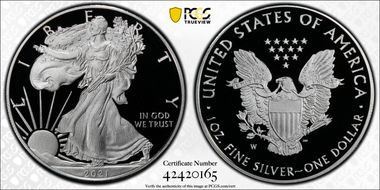 2021-W  $1 Silver Eagle - Type 1 PR70DCAM