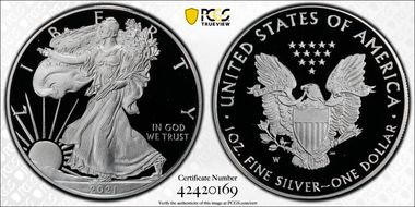 2021-W  $1 Silver Eagle - Type 1 PR70DCAM