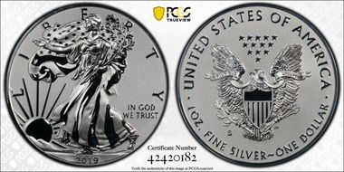 2019-S $1 Silver Eagle Enhanced Rev PR PR70