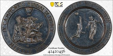 1970 Medal FIFA World Cup Ag 50mm Goalkeeper SP55