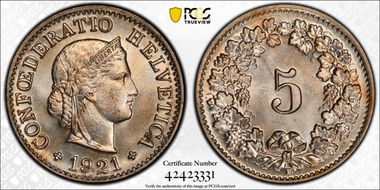 1921 B 5 Rap MS63