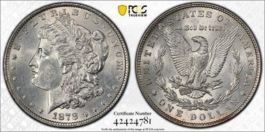 1878 7TF $1 Reverse of 1879 AU58