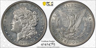 1878 7/8TF $1 Strong AU55