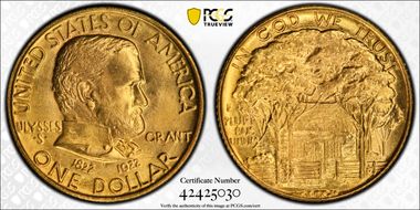 1922 G$1 Grant, No Star MS66