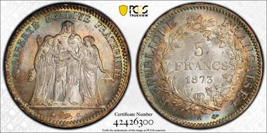 1873-A 5 Fr Gad-745a F-334 MS66