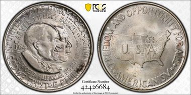 1954 50C Washington-Carver MS65