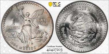 1984-Mo Onza Libertad Ag MS67