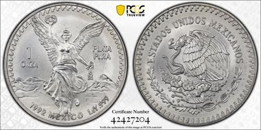 1992-Mo Onza Libertad Ag MS66