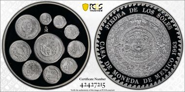 1993-Mo (2 Onza) New Pesos Ag Piedra De Los Soles PR68DCAM