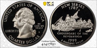 1999-S 25C New Jersey Silver PR70DCAM