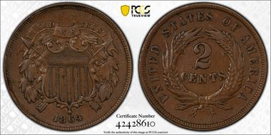 1864 2C Large Motto XF45BN