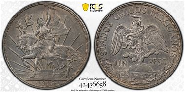1913 Peso Caballito KM-453  Ag N1