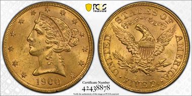 1900 $5 MS64
