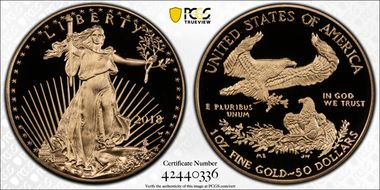 2018-W $50 Gold Eagle PR70DCAM
