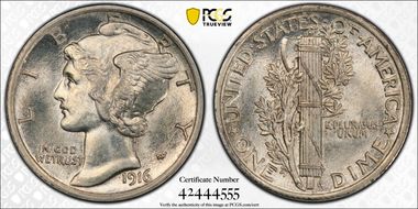 1916 10C Mercury MS64FB