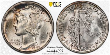 1945-S 10C MS65FB